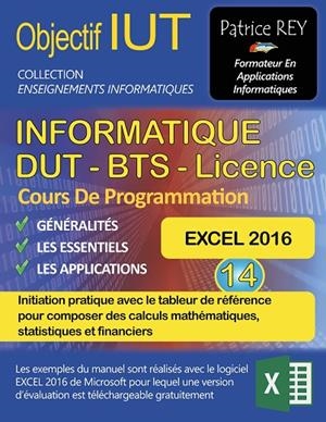 DUT INFORMATIQUE - EXCEL 2016 (TOME 14) | 9782322077175 | REY, PATRICE