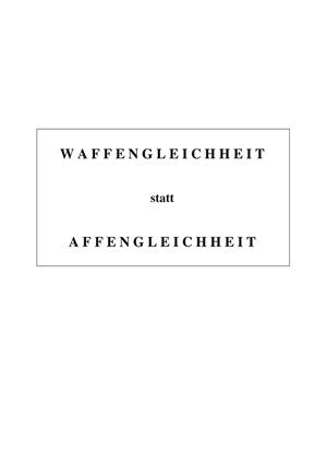 WAFFENGLEICHHEIT STATT AFFENGLEICHHEIT | 9783752812398 | JUSTIKUS, MAX