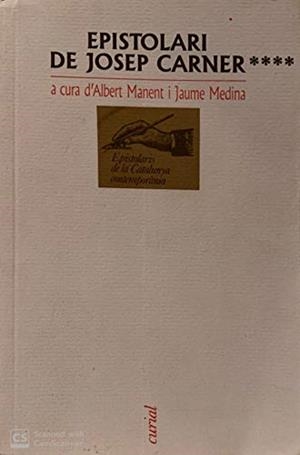 EPISTOLARI DE JOSEP CARNER, VOL. IV | 9788472568723 | CARNER, JOSEP