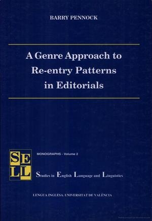 A GENRE APPROACH TO RE-ENTRY PATTERNS IN EDITORIALS | 9788437042657 | PENNOCK SPECK, BARRY