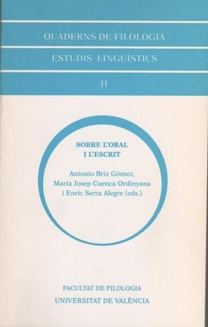SOBRE L'ORAL I L'ESCRIT | 9788437033068 | VARIOS AUTORES