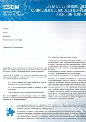 LISTA DE VERIFICACIÓN DEL CURRÍCULO DEL MODELO DENVER DE ATENCIÓN TEMPRANA | 9788494032240 | ROGERS, SALLY J. / DAWSON, GERALDINE