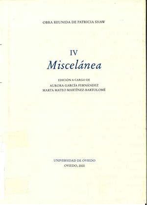 VOLUMEN IV. MISCELÁNEA | 9788483172070 | SHAW, PATRICIA