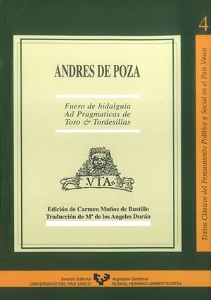 FUERO DE HIDALGUÍA "AD PRAGMATICAS" DE TORO & TORDESILLAS | 9788475859101 | POZA, ANDRÉS DE