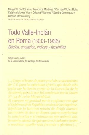 VI/5-TODO VALLE-INCLÁN EN ROMA (1933-1936) | 9788498873818 | SANTOS ZAS, MARGARITA