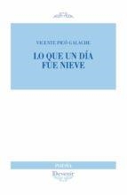 LO QUE UN DÍA FUE NIEVE | 9788416459919 | PICÓ GALACHE, VICENTE