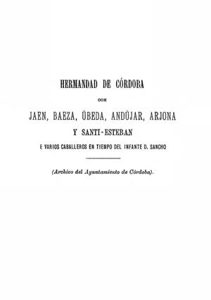 HERMANDAD DE CÓRDOBA CON JAÉN Y BAEZA EN TIEMPO DEL INFANTE DON SANCHO | 9788413721125 | RAMIREZ DE ARELLANO, FELICIANO