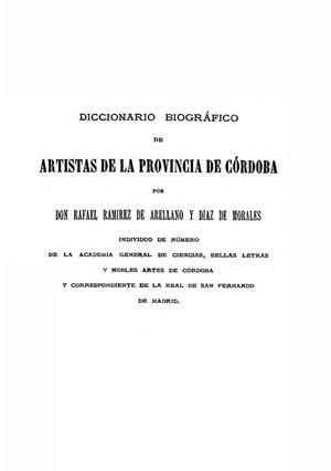 DICCIONARIO BIOGRÁFICO DE ARTISTAS DE LA PROVINCIA DE CÓRDOBA | 9788413721071 | RAMIREZ DE ARELLANO, FELICIANO