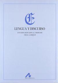 LENGUA Y DISCURSO: ESTUDIOS DEDICADOS AL PROFESOR VIDAL LAMIQUIZ | 9788476353967 | CARBONERO CANO, PEDRO / Y OTROS