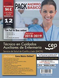 PACK AHORRO BASICO. TÉCNICO EN CUIDADOS AUXILIARES DE ENFERMERÍA. SERVICIO DE SALUD DE CASTILLA Y LEÓN (SACYL).  (INCLUYE TEMARIOS I, II, TEST, SIMULA | 9788468198224