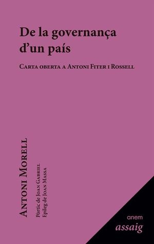 DE LA GOVERNANÇA D'UN PAIS | 9789992065297 | MORELL, ANTONI