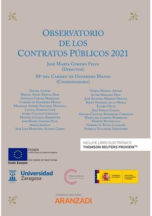 OBSERVATORIO DE LOS CONTRATOS PUBLICOS 2021 | 9788411249157 | GIMENO FELIU, JOSE MARIA