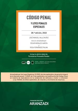 CODIGO PENAL (DUO) | 9788411250016 | FERNÁNDEZ PALMA, ROSA/MORALES GARCÍA, OSCAR/VALLE MUÑÍZ, JOSÉ MANUEL