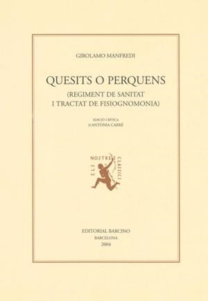 QUESITS O PERQUENS | 9788472267121 | MANFREDI, GIROLAMO