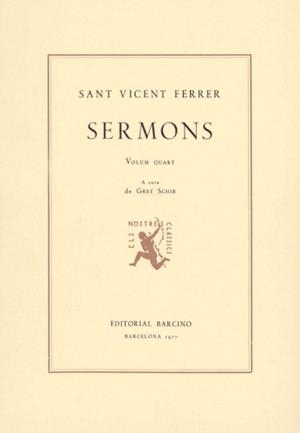 SERMONS IV (SANT VICENT FERRER) | 9788472260597 | SANT VICENT FERRER