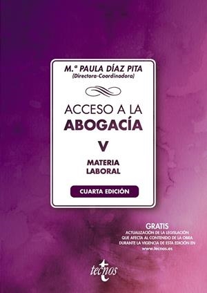 ACCESO A LA ABOGACÍA-V-LABORAL | 9788430985241 | DÍAZ PITA, Mª PAULA / CALVO GALLEGO, FRANCISCO JAVIER / CHOCRÓN GIRALDEZ, ANA MARÍA / CRUZ VILLALÓN,