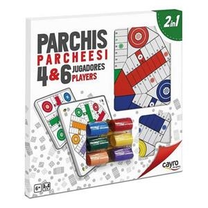 TABLERO PARCHÍS 4 Y 6 MADERA CON ACCESORIOS 40X40 CM. | 8422878100965