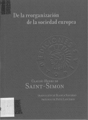 DE LA REORGANIZACIÓN DE LA SOCIEDAD EUROPEA | 9788487619724 | SAINT-SIMON, CLAUDE-HENRI DE