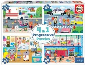 PROGRESSIVE PUZZLES HEROES EN ACCIÓN 20-40-60-80 PIEZAS | 8412668189034