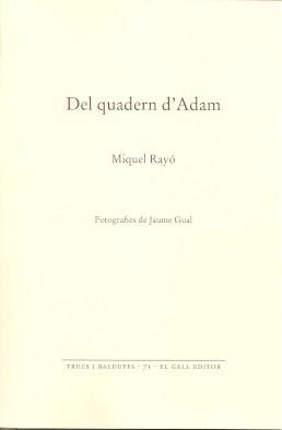 DEL QUADERN D'ADAM | 9788419321145 | RAYÓ, MIQUEL