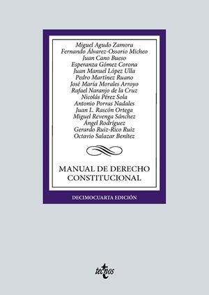 MANUAL DE DERECHO CONSTITUCIONAL | 9788430991617 | AGUDO ZAMORA, MIGUEL / ÁLVAREZ-OSSORIO MICHEO, FERNANDO / CANO BUESO, JUAN / GÓMEZ CORONA, ESPERANZA