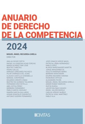 ANUARIO DE DERECHO DE LA COMPETENCIA 2024 | 9788410788855 | RECUERDA GIRELA, MIGUEL ANGEL