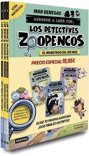 PACK SIMPLE APRENDER A LEER CON... ¡LOS DETECTIVES ZOOPENCOS! 1, 2 Y 3 : EN LETRA MAYÚSCULA | 9788408300946 | BENEGAS, MAR
