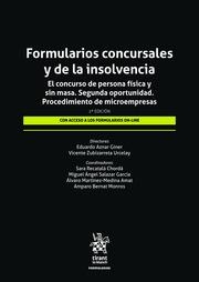 FORMULARIOS CONCURSALES Y DE LA INSOLVENCIA. EL CONCURSO DE PERSONA FÍSICA Y SIN MASA. SEGUNDA OPORTUNIDAD 2ª EDICIÓN | 9788410954342 | AZNAR GINER, EDUARDO / BERNAT MONROS, AMPARO / ZUBIZARRETA URCELAY, VICENTE / RECATALÁ CHORDÁ, SARA