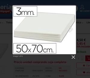 CARTRO PLUMA   BLANC 50 X 70  GRUIX 3 MM. | 8423473084971