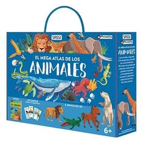 MEGA ATLAS DE LOS ANIMALES (LIBRO + 40 CARTAS + 4 ANIMALES 3D) | 9788410443471