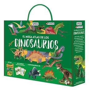 MEGA ATLAS DE LOS DINOSAURIOS (LIBRO + 40 CARTAS + 4 DINOSAUROS 3D) | 9788410443488