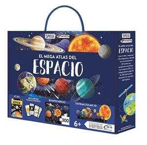 MEGA ATLAS DEL ESPACIO (LIBRO + PUZLE + 40 TARGETAS + MODELO 3D) | 9788410443525