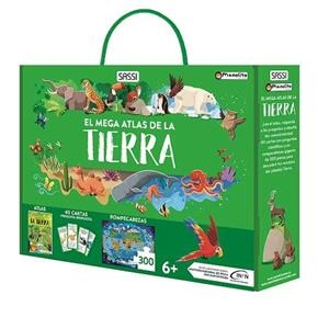 MEGA ATLAS DE LA TIERRA  (LIBRO + PUZLE + 40 TARGETAS) | 9788410443495