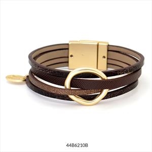 PULSERA BIANCA CUIR MARRO DAURADA | 44b6210b