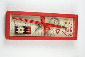 SET ESCRITURA PLUMIN ROJO Y TINTA | 8051773947155