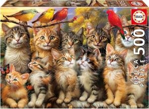 PUZLE 500 PECES GATITOS I PAJAROS | 8412668202412