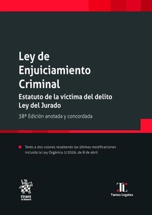 LEY DE ENJUICIAMIENTO CRIMINAL 38ª EDICION | 9791370408527 | MONTERO AROCA, JUAN / GOMEZ COLOMER, JUAN