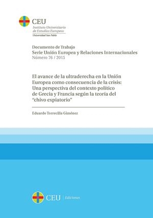 AVANCE DE LA ULTRADERECHA EN LA UNIÓN EUROPEA COMO CONSECUENCIA DE LA CRISIS, EL | 9788416477074 | TORRECILLA GIMÉNEZ, EDUARDO