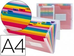 CARPETA ACORDIO A4 TRANSPAREENT 13 DEP,COLORS | 4710581421595