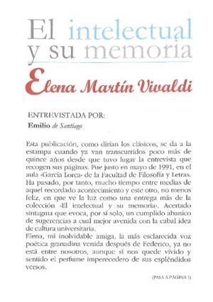 ELENA MARTIN VIVALDI. EL INTELECTUAL Y SU MEMORIA | 9788433839930 | DE SANTIAGO SIMÓN, ELENA