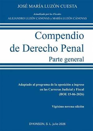COMPENDIO DE DERECHO PENAL. PARTE GENERAL | 9791370474232 | LUZON CUESTA, JOSÉ MARIA / LUZON CANOVAS, ALEJANDRO