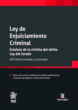LEY DE ENJUICIAMIENTO CRIMINAL - 39ED. | 9791370593476 | MONTERO AROCA, JUAN