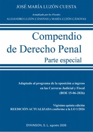 COMPENDIO DE DERECHO PENAL. PARTE ESPECIAL | 9791370474775 | LUZON CUESTA, JOSÉ MARIA / LUZON CANOVAS, ALEJANDRO